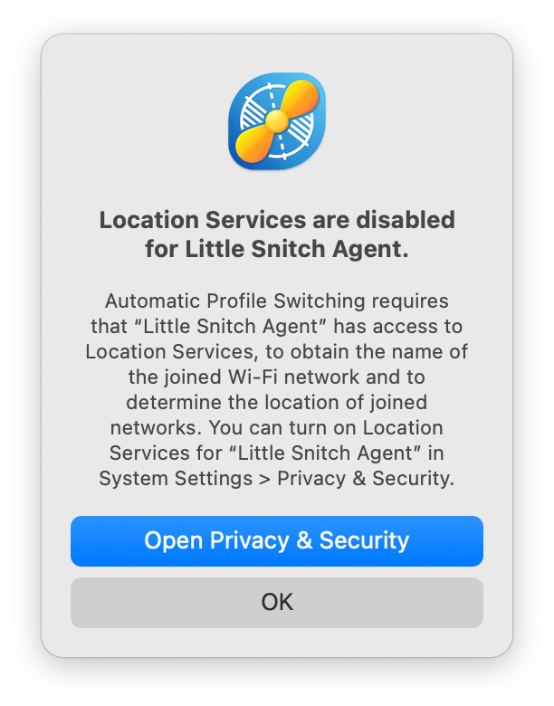 为 Little Snitch Agent 关闭的定位服务